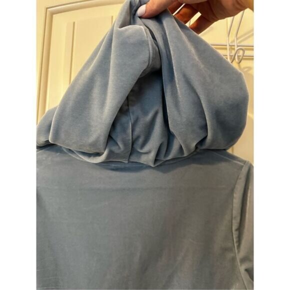 I.AM.GIA Kameron Velour Zip Up Jacket Women Small Blue Bedazzled Ruched - Picture 16 of 16